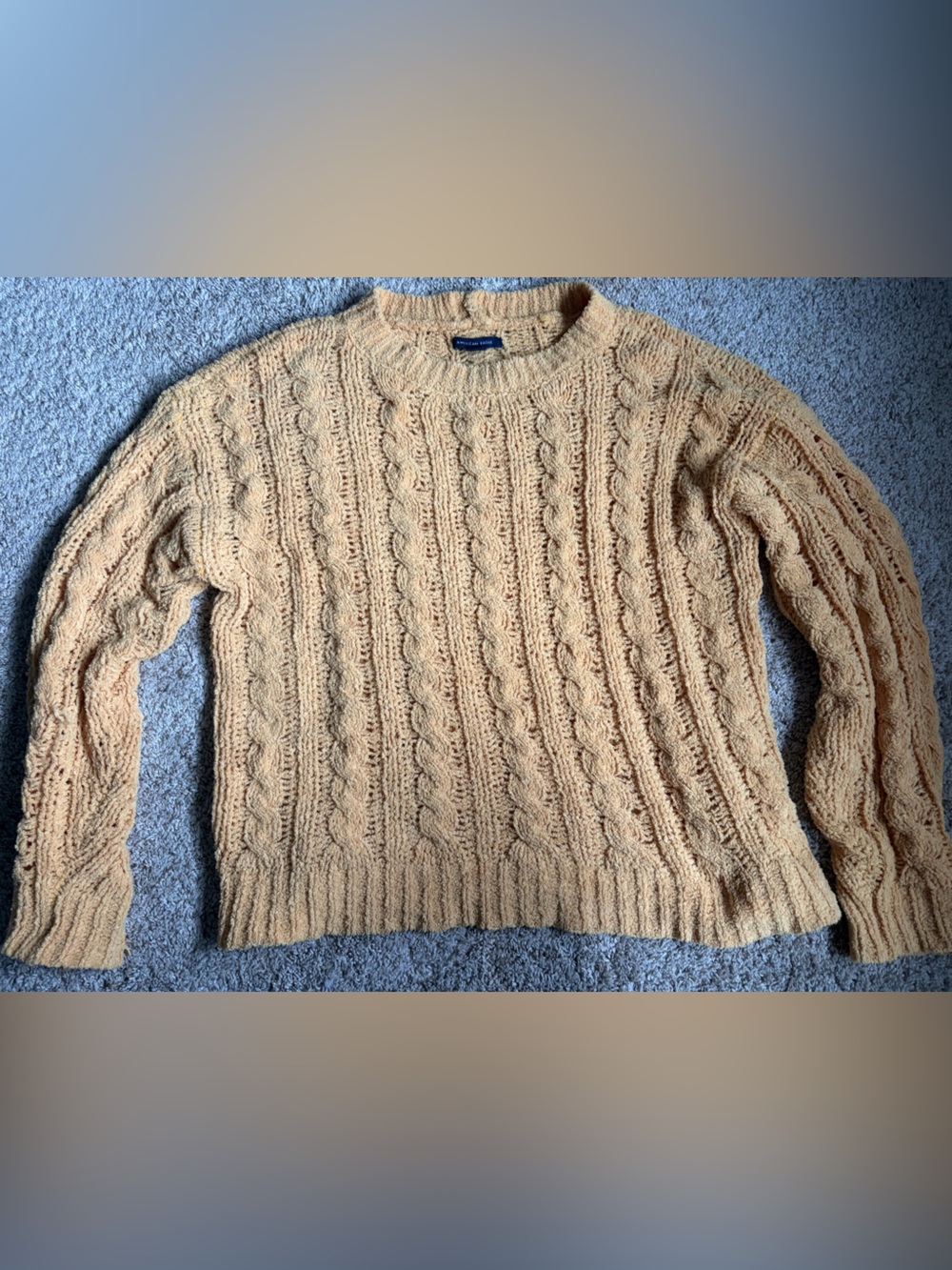 American Eagle Outfitters Cable Knit Crewneck Sweater - Tan